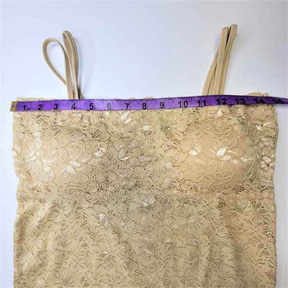 Cream Beige Lace Long Camisole Lace Tank Top Stretchy Camisole - Size L- NEW - Picture 6 of 12